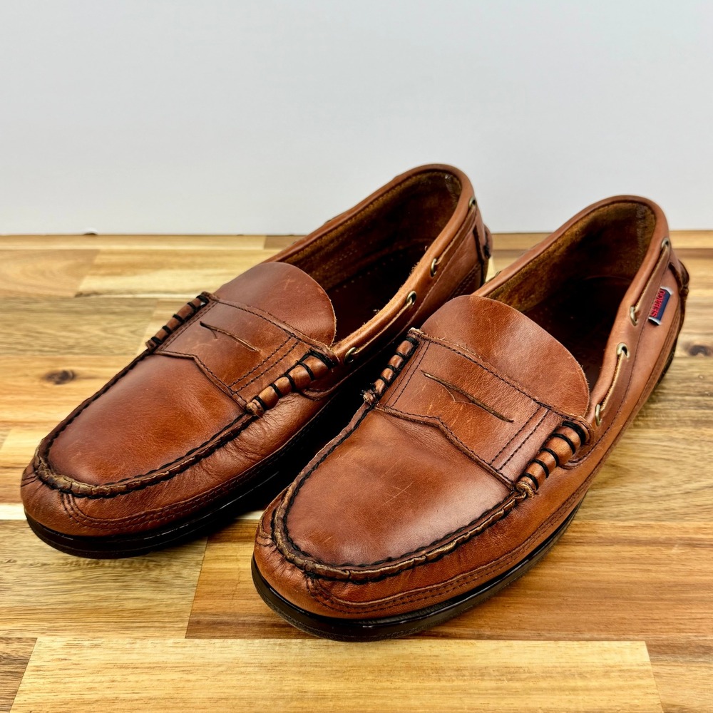 Sebago Leather Loafers Penny Boat Shoes Classic Comfort Brown Mens‎ Size 10